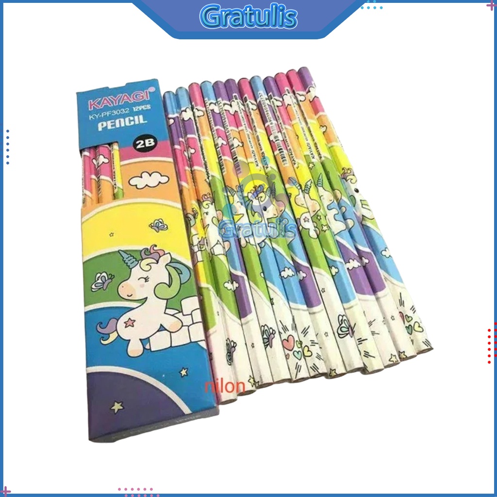 

PENSIL 2B 1 PACK KAYAGI [KY-PF3032/12 PCS] / PENCIL 2B KARAKTER UNICON LUCU IMUT DAN UNIK 1 PAK