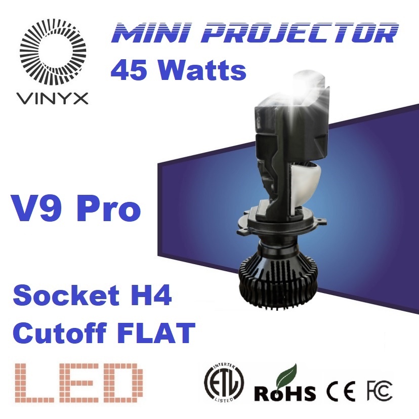 Lampu LED VINYX V9 PRO 45W Projie H4 Mini Projector Lens Lensa Motor Mobil Headlight Headlamp