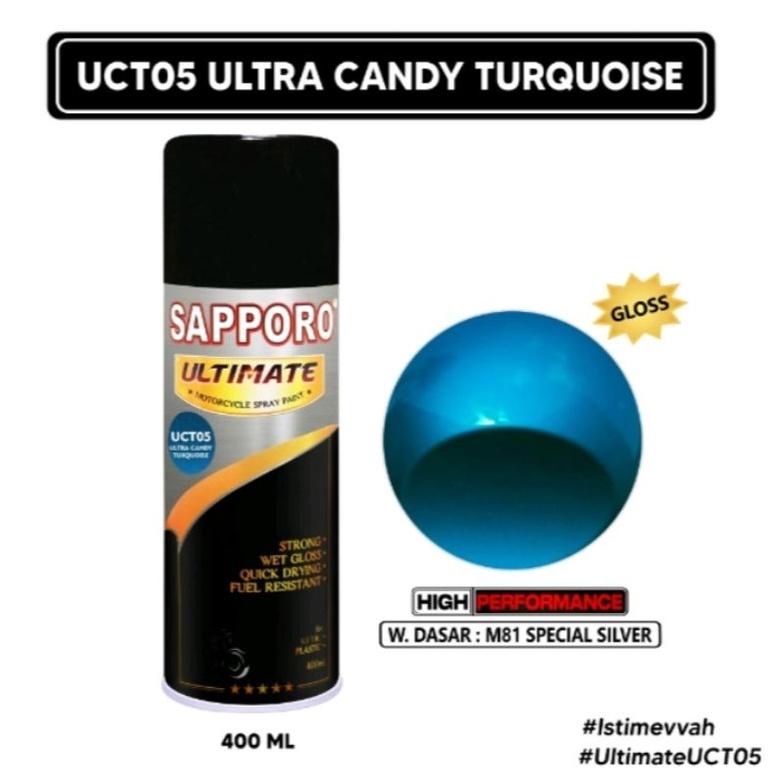 UCT05 Saporo Sapporo Ultimate Ultra Candy Turquoise 400ml Cat Semprot Spray Paint UCT 05 Tosca Motor