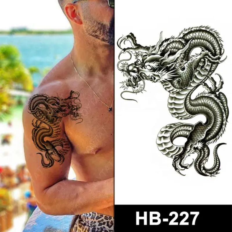 Promo Sale Stiker Tatto/Tato Temporer Waterproof Tahan Lama Motif Naga (HB-227)