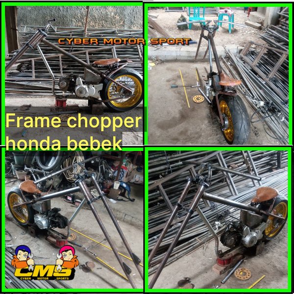 Frame custom Chopper bobber untuk mesin bebek. Kerangka custom.