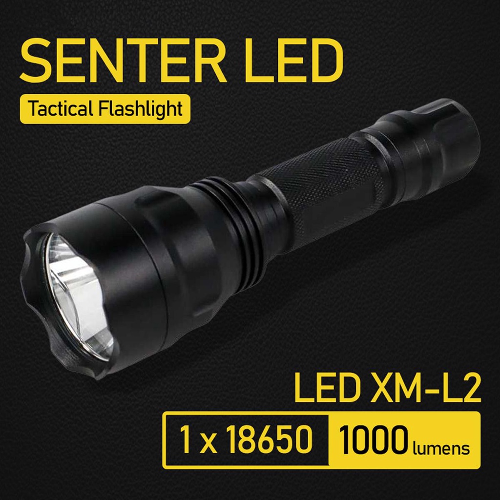 Senter LED Super Terang XM-L2 8000 Lumens / Senter Tactical LED Cree Super Terang XM L2 / Paket Sent