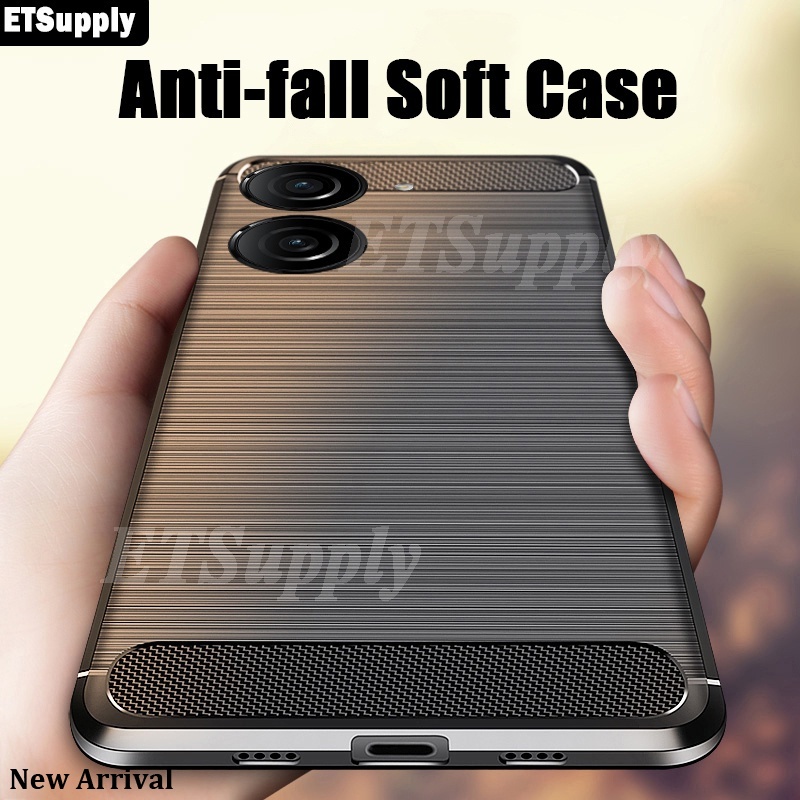 Phone Case Asus Zenfone 10 9 Back Cover Brushed Texture Kevlar Carbon Fiber Heat Dissipation Softcas
