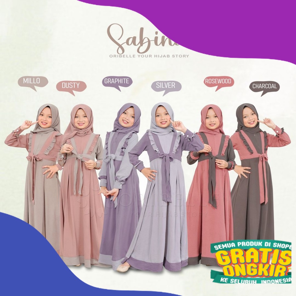 GAMIS ANAK TANGGUNG TERBARU USIA 9-10-11-12-13 TAHUN SABINA DRESS KIDS BAHAN CRINKLE PREMIUM BAJU DR