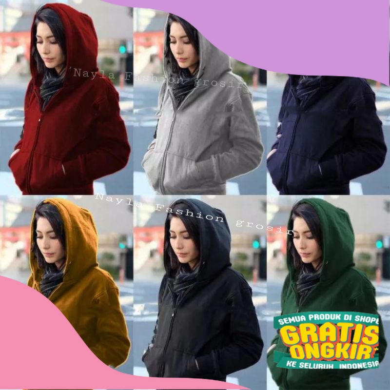 Jaket Sweater Hoodie Zipper Polos Wanita / jaket wanita polos murah / jaket keren / sweater polos wa