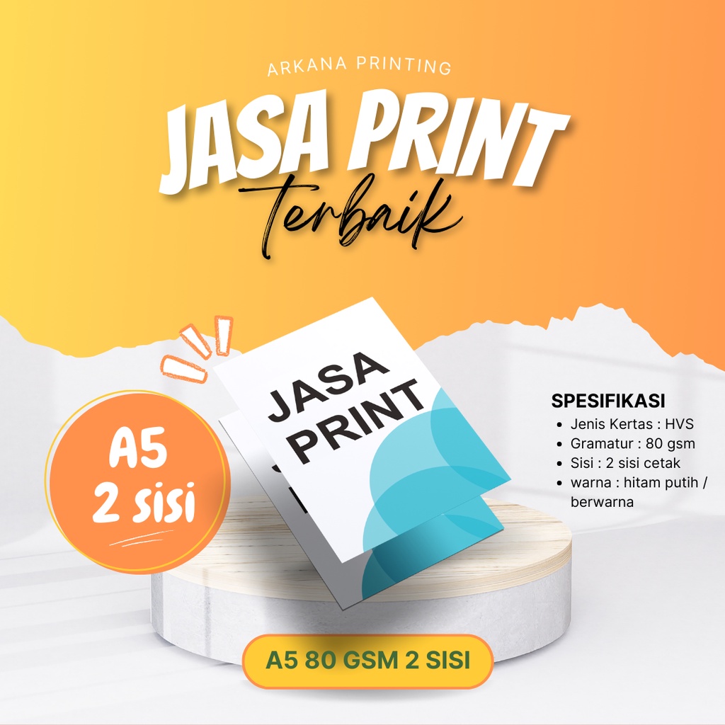 

Print Warna HVS A5 80 gsm 2 sisi