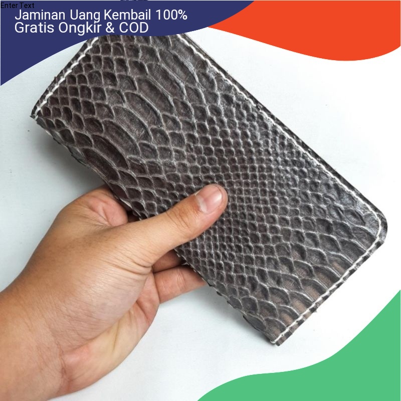 Dompet pria kulit sapi asli motif ular Dompet pria kulit sapi asli model panjang motif ular