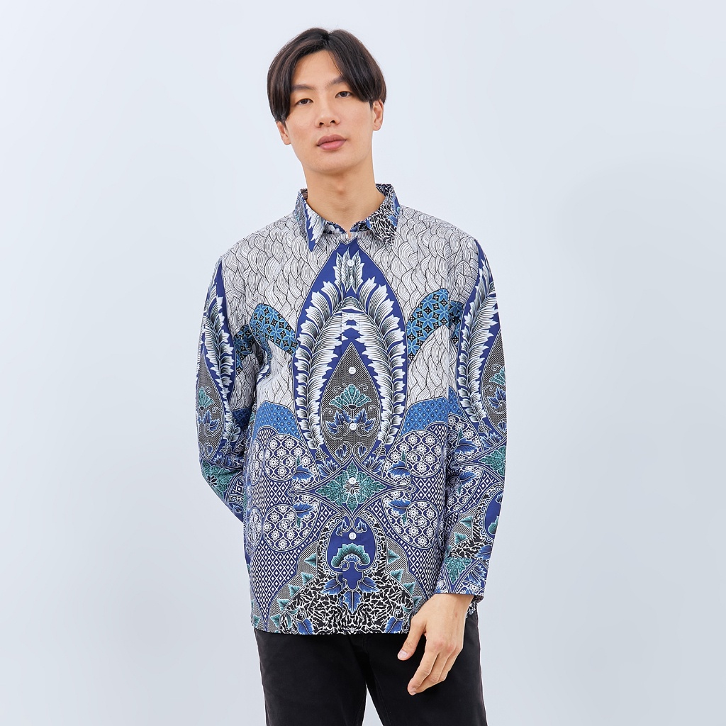 Ramayana Ciplaz Sidoarjo / M231 Kemeja Pria Batik Panjang Biru 1722B
