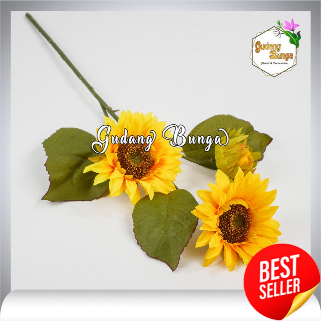 BUNGA MATAHARI KUNCUP M CABANG 3 ARTIFICIAL TANAMAN HIAS BUNGA MATAHARI TAMAN CAFE IMPORT MURAH UNTUK DECOR RUMAH LUAR RUANGAN ARTIFISIAL PREMIUM KAIN DIY SUTRA DEKORASI PERNIKAHAN MEDIUM BERKUALITAS ROSE SUNFLOWER