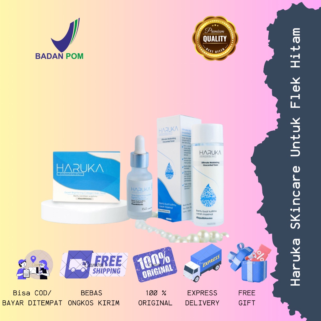 【COD】 Paket Haruka Untuk Kulit Flek Hitam - Haruka Skincare Untuk Flek Original-Paket Skincare Haruk