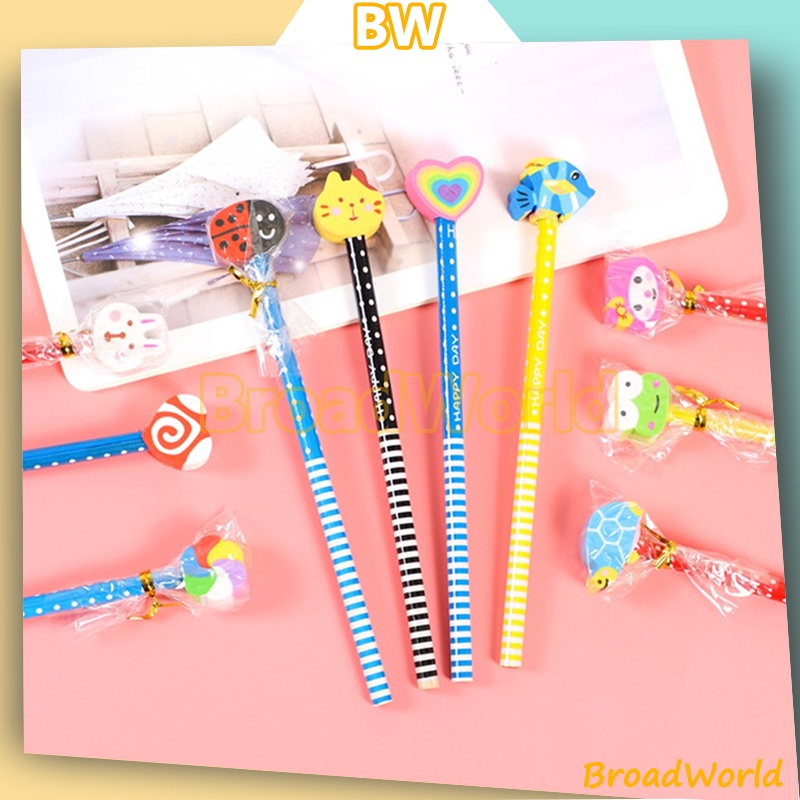 

【Harga grosir】20pcs Pensil Karakter + Penghapus Pensil Lucu / Penghapus Karakter Unik Lucu / Pensil Pencil Dengan Penghapus Muka Karakter Souvenir Kado Stationary Alat Tulis / Pensil Fancy