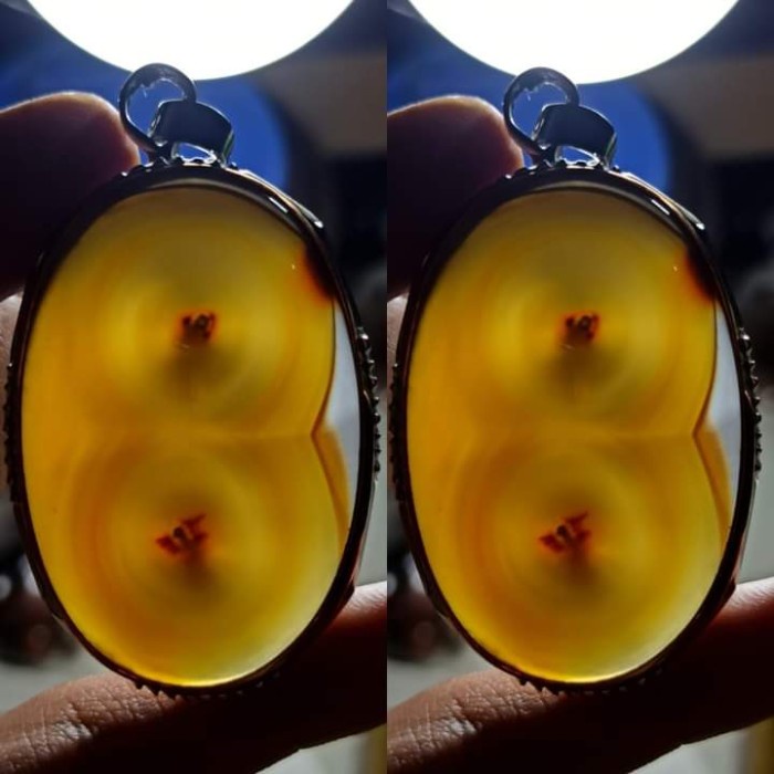 Liontin Batu Akik Natural Motif Gambar Mata Angka Nomor 8 JUMBO Antik