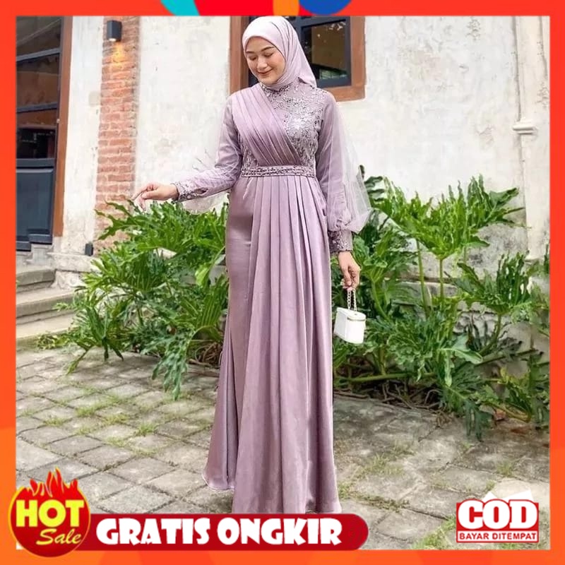 KAIN ADEM HALUS TEBAL / ( BISA COD ) Ready Stok Gamis Pesta Mewah Dress Adeeva Baju Muslimah Wanita 