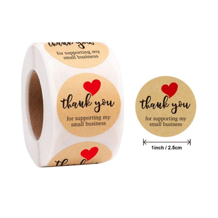 

ROLL LABEL STIKER ISI 500 / 100 PCS BERMOTIF THANKYOU