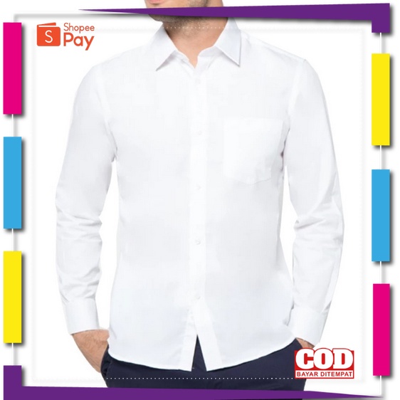 PREMIUM KOREAN STYLE / Kemeja Pria Putih Panjang Polos Formal Resmi