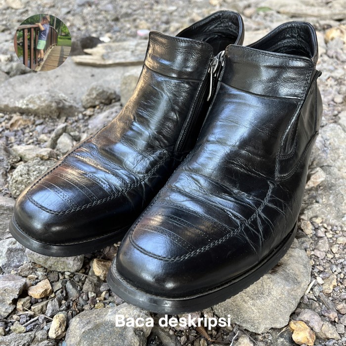 Sepatu Pria Pantofel Kulit Asli Pierre Cardin Hitam Size 43 Bekas