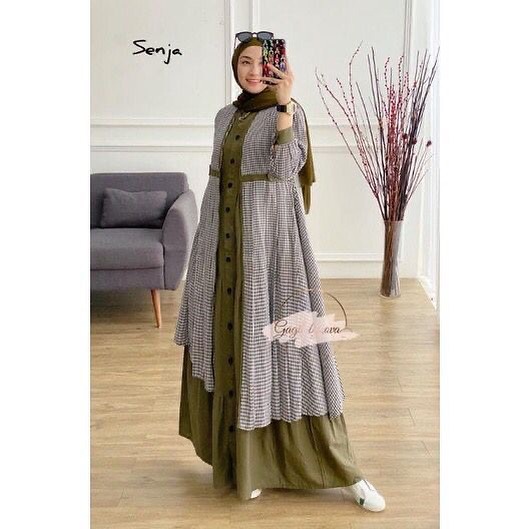 Diskon Terbatas - baju gamis lebaran / gamis one set outer / dress muslimah / maxi set outer / gamis