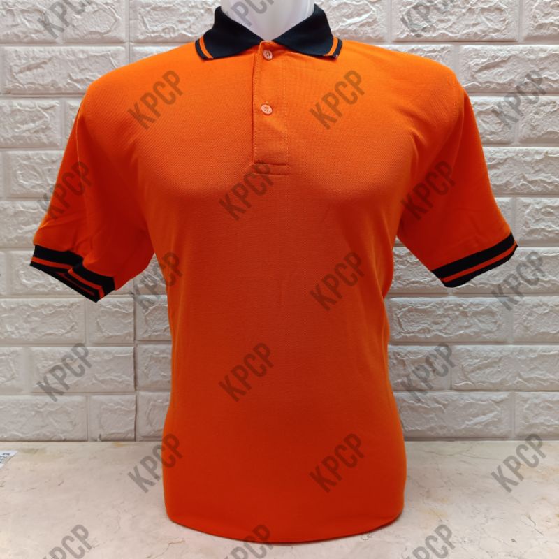Kaos poloshirt seragam kerah kombinasi | Kaos kerah pria polos Orange