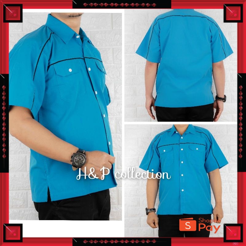 12.12 SERAGAM SALE / Rc Kemeja Seragam Kerja Biru, Kemeja Seragam Kerja Navy, Kemeja Seragam Kerja M