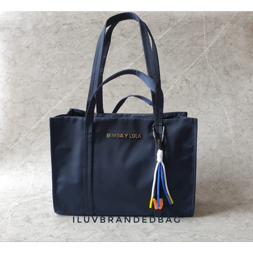 TAS WANITA BRANDED BIM TOTE BAG NYLON NAVY NEW