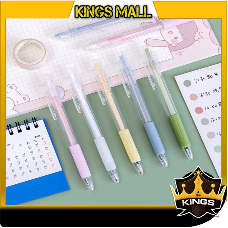 

KINGS - S6054 Pena Gel Hitam Polos / Bolpoin Hitam Polos / Pena Hitam Gel 0.5 mm Transparan / Bolpoin Transparan / Gel Pen 0.5 mm
