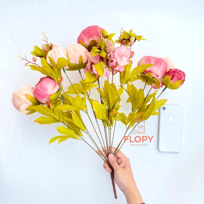 13 Bunga Bunga Peony Jumbo X13 Artifisial / Mawar Plastik - Lilac
