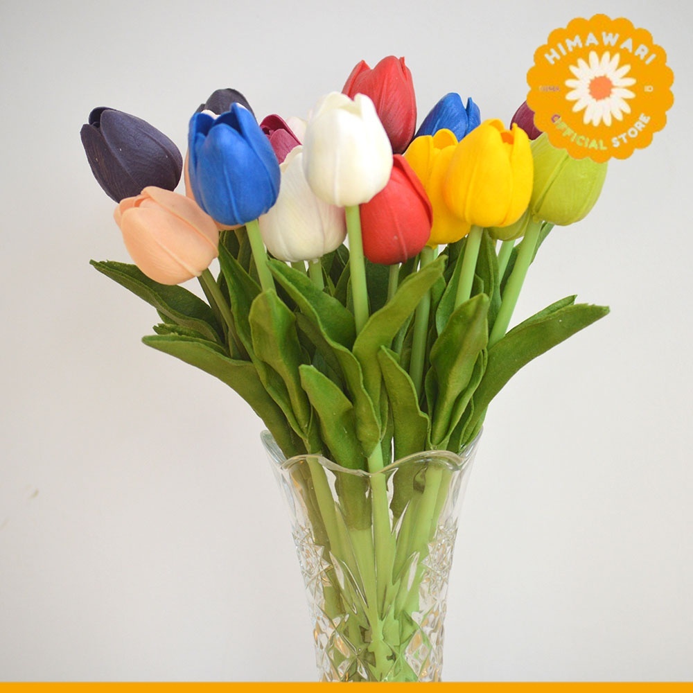 HIMA - Bunga T1 Tulip 1 Kuntum Bahan Latex Bunga Palsu Plastik Edelweis Hias Artificial - GROSIR