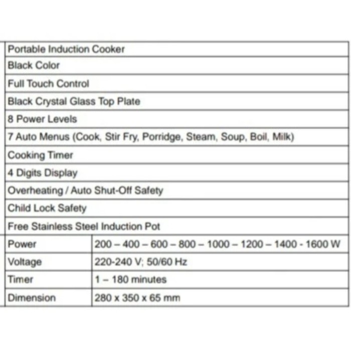 Kompor Induksi Portable Modena/ Kompor listrik induksi Modena