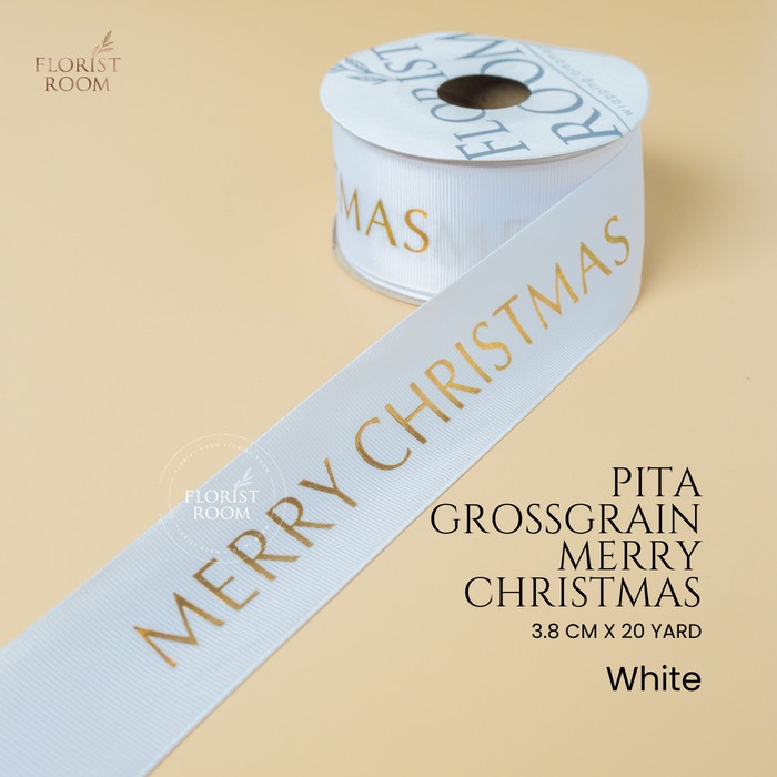 

Pita Grossgrain Merry Christmas - Pita Natal - 3.8cm Moss Gree