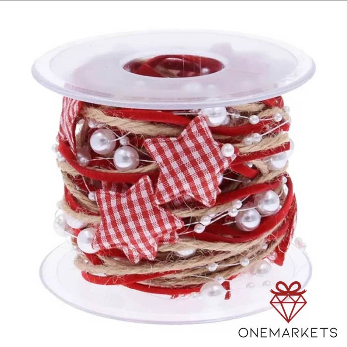 

1 ROLL Pita Manik Bintang Natal - Ribbon Beads Christmas Star PS103 - Merah