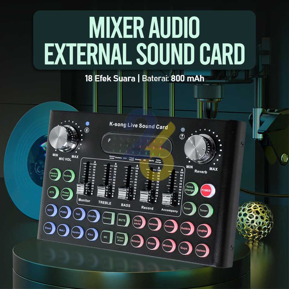 [26] LEEDOAR Mixer Audio External Sound Card Live Voice Changer 18 Effects - F007C