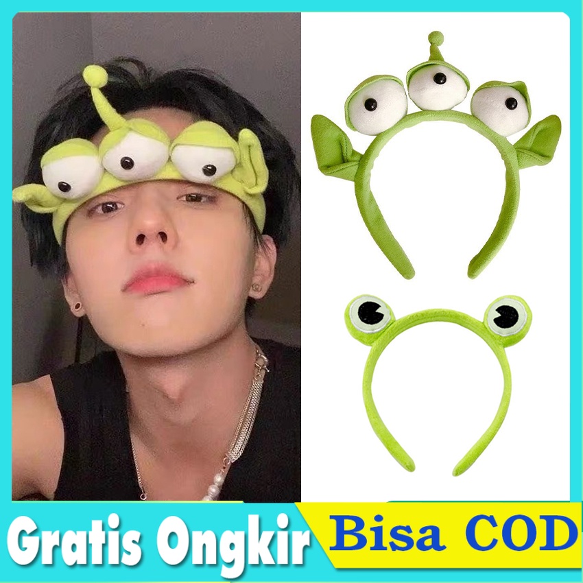Bando Rambut Motif Mata Katak BANDO TAEKOOK RUN BTS / Headband Frog Lucu / Bando Kodok Bandana Maske