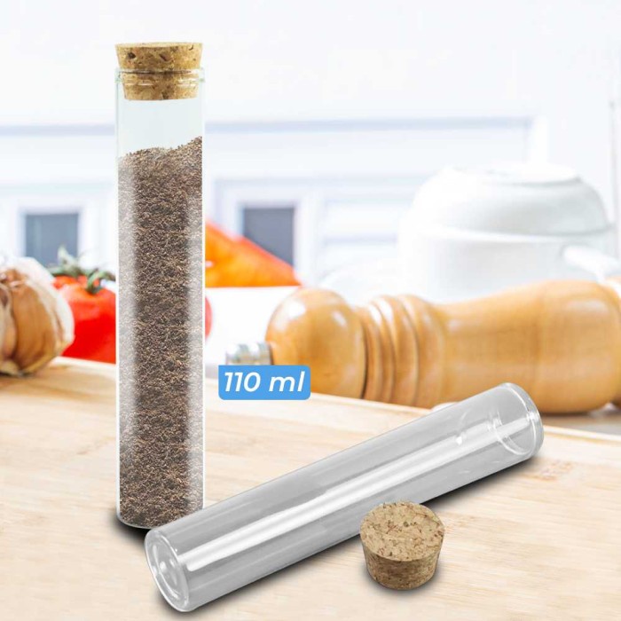 [FREE LOGO] Toples Kaca Tutup Kayu Penyimpanan Rempah KECIL