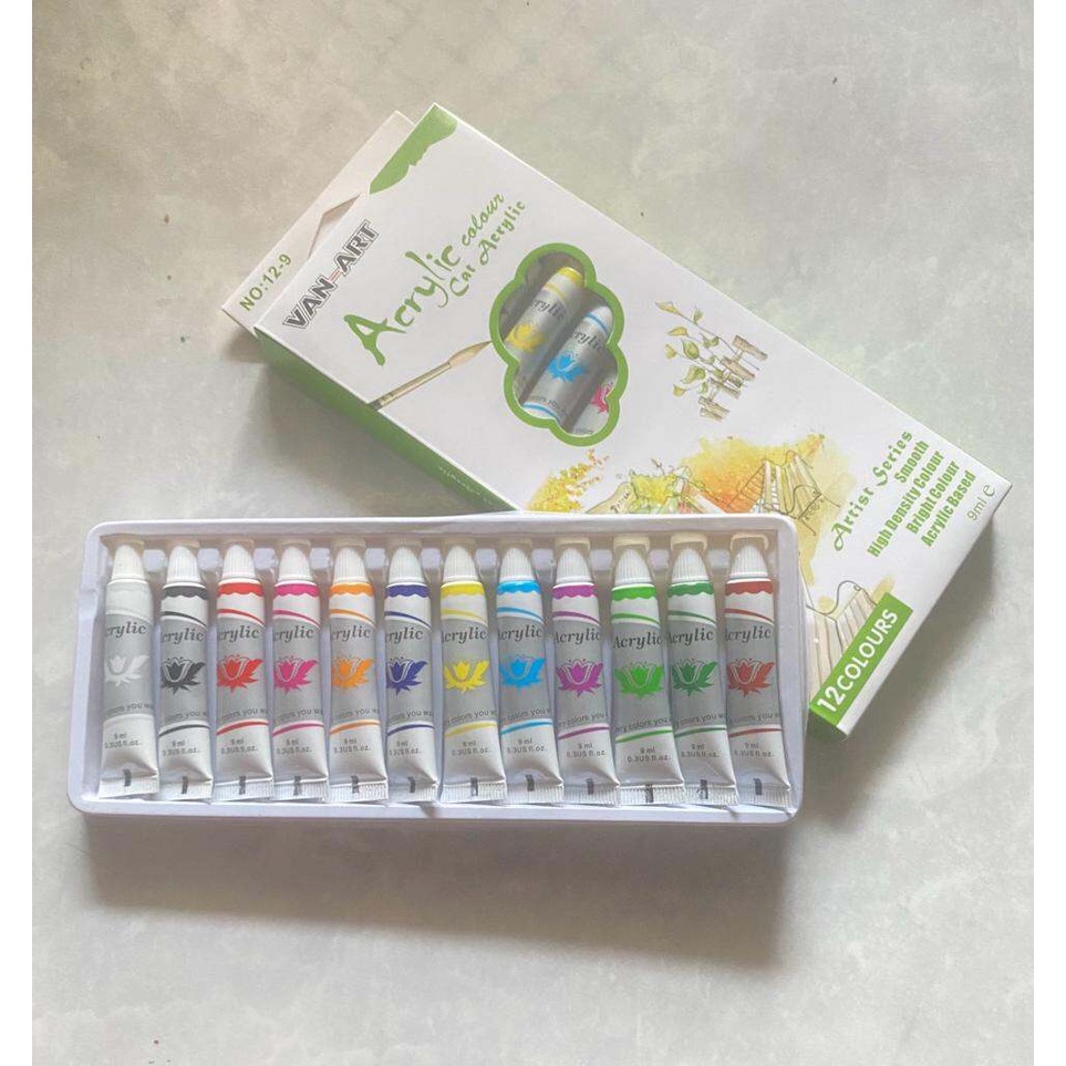 

12 WARNA CAT ACRYLIC || CAT AIR LUKIS ACRYLIC AKRILIK