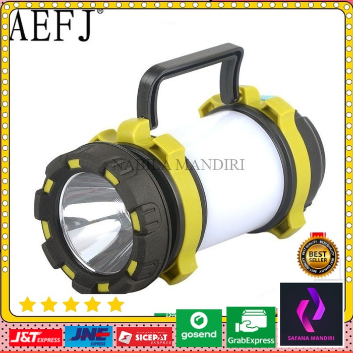 Senter LED Flashlight 4 Modes Power Bank 40W T6 Black