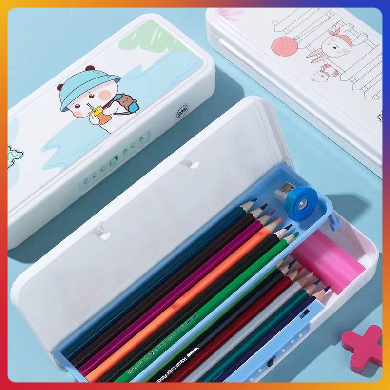 

Tempat pensil kata sandi kartun dua lapis/tempat pensil berkapasitas besar/tempat pensil kata sandi anak-anak
