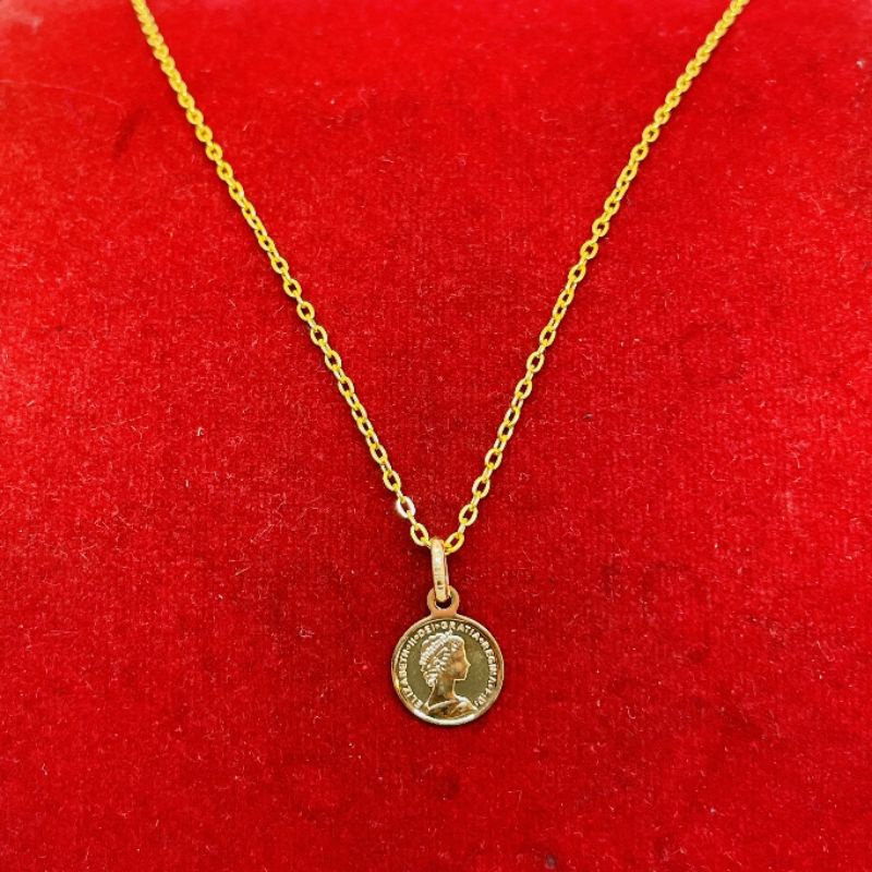 Set kalung anak dan dewasa emas asli kadar 700 70% liontin 2 in 1 model hadiah koin paun pawon uang 