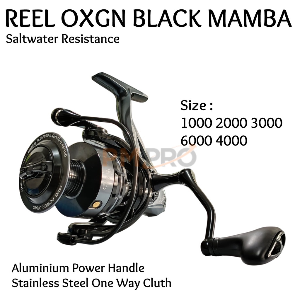 Reel Spinning Oxgn Black Mamba Saltwater Game 1000 3000 4000 6000 Power Handle Aluminium Spool / Rel