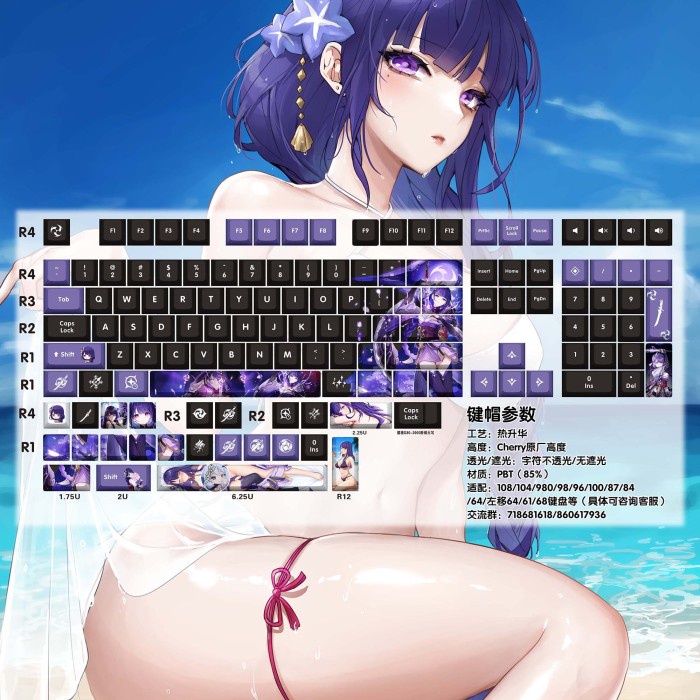 Keycaps Anime Mechanical Keyboard Genshin Raiden V2