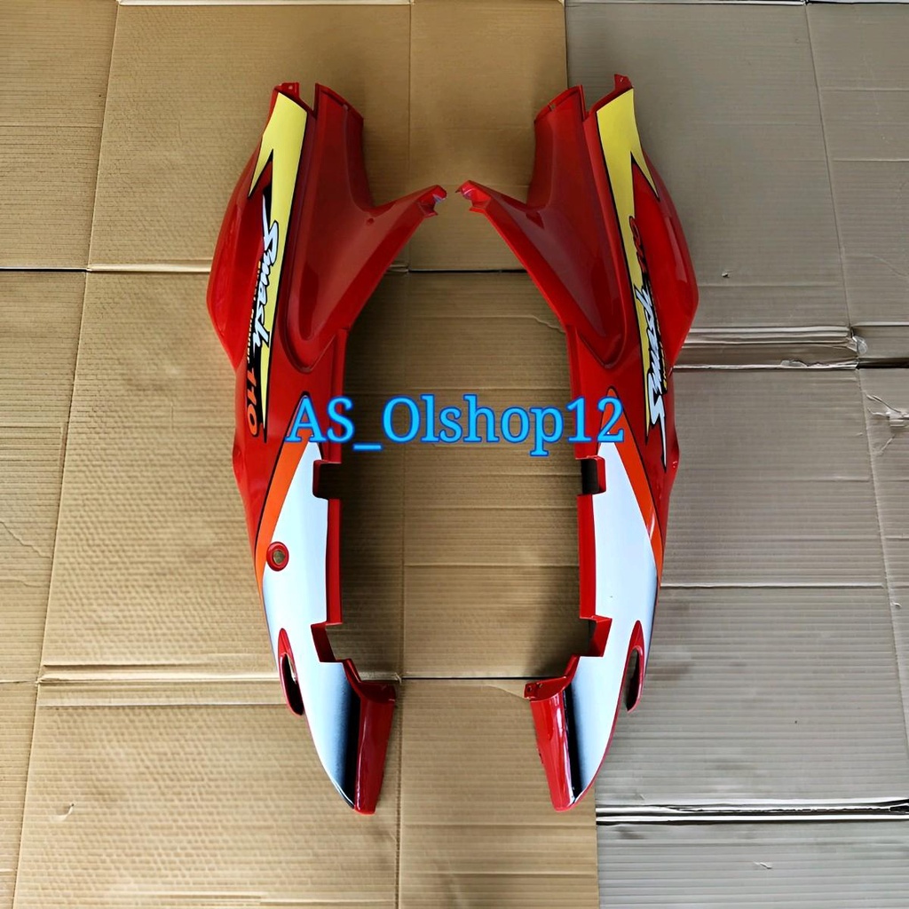 Body Belakang Kanan Kiri Smash 110 Lama Merah Plus Striping Tahun 2003 - 2005