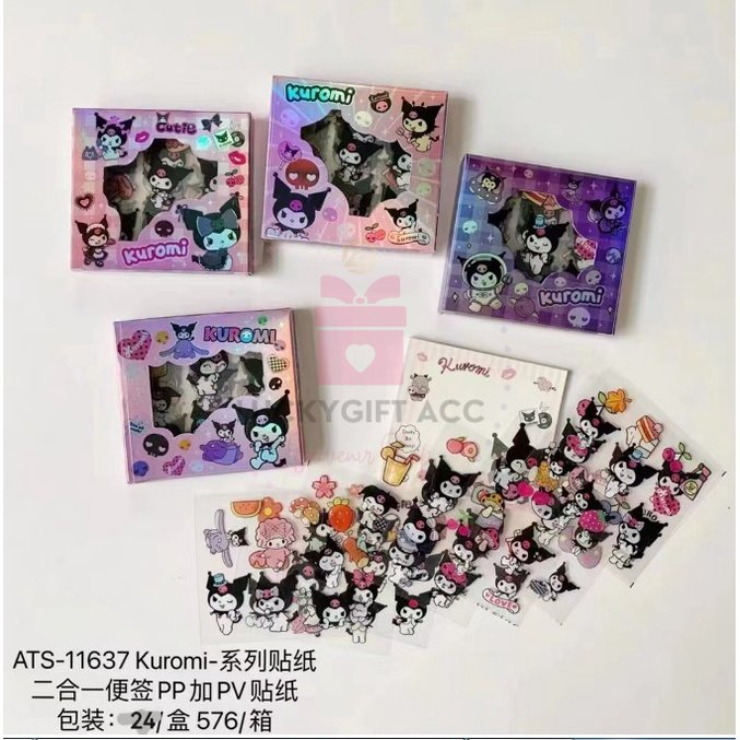 

TOKO DAY ONE STIKER + MEMO DIARY MINI BOOK STIKER 2D / 2 IN 1 STICKER AESTHETIC MOTIF KARTUN SANRIO KUROMI CINNAMOROLL MELODY