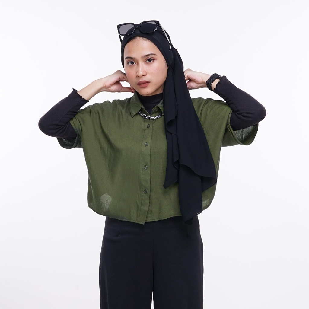 KEMEJA LENGAN PENDEK WANITA CASUAL SIMPLE HIJAU ORIGINAL FRIDAY KILLER GIRL | KEIZO OLIVE