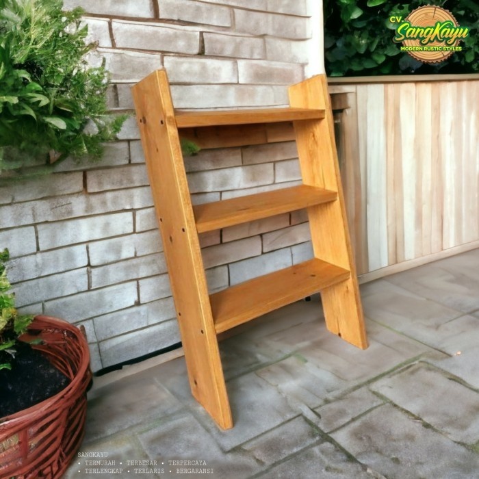 Rak sepatu kayu rak sandal rak tanaman hias rak pot bunga minimalis tangga naik - 2 rak, 15 cm