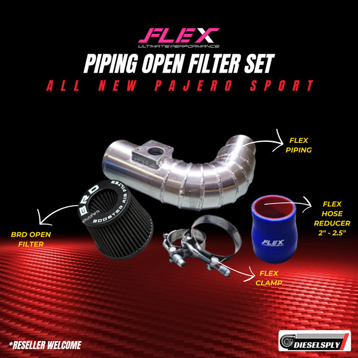Flex Piping Open Filter Set All New Pajero Sport + BRD Open Filter