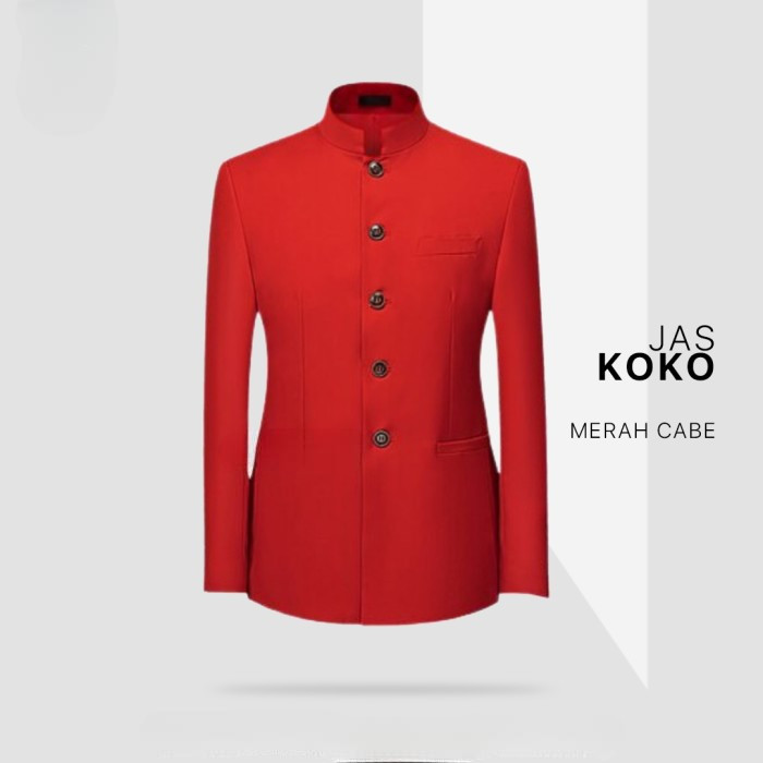 Jas mandarin - Jas Koko Pria Modern Warna Merah Cabe