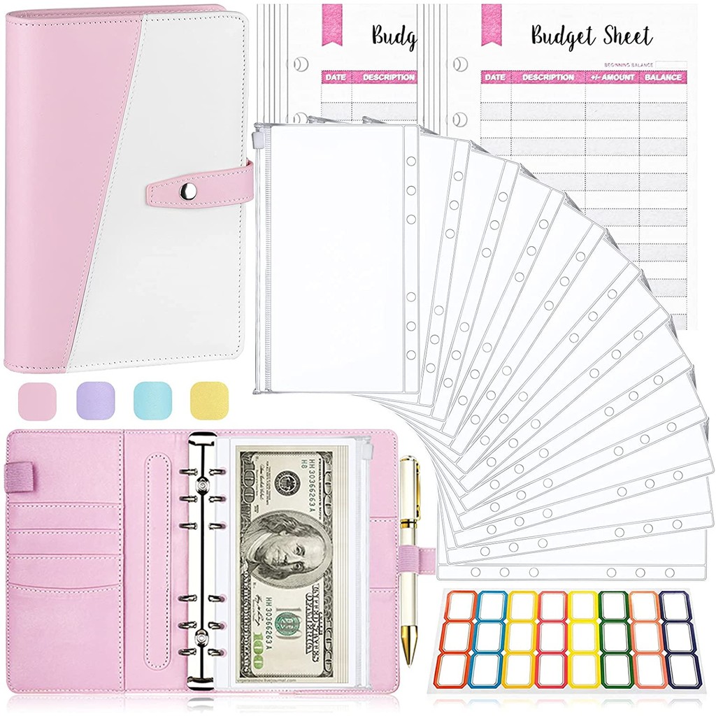 

A6 Binder Money Organizer for Cash, 26 Pieces Budget Binder with Cash Envelopes and Buget Sheets, Binder Money Budgeting Saving