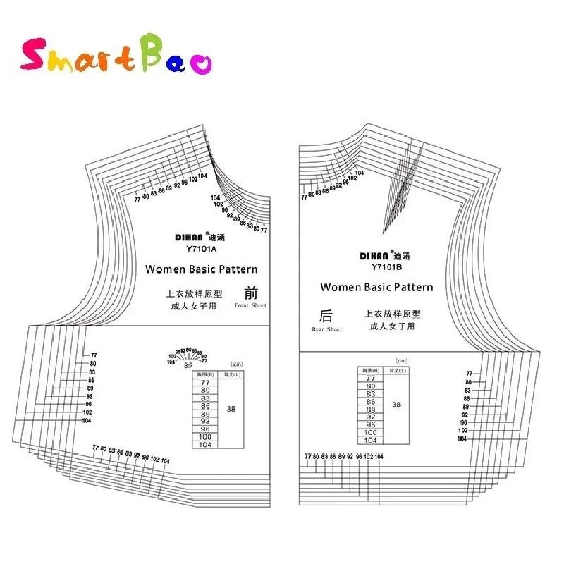 

Reusable Plastic Pattern Ruler with Adjustable Sizes (77-104cm Bust) - Nine Sizes in One, Ideal for Sewing Women's Garments