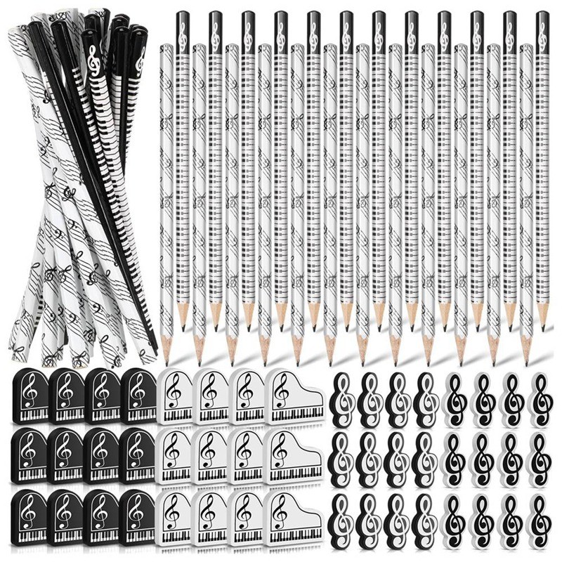 

Music Pencils Music Note Pencil With Music Themed Erasers Wood Pencils Bulk Keyboard Fun Pencils Erasers Gift