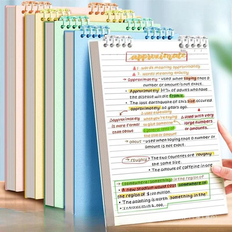 

A4 Loose-Leaf Notebook,Top Bottom Flap,60 Sheets/Book,Horizontal Line Page,Waterproof PP Cover,Office Study Stationery