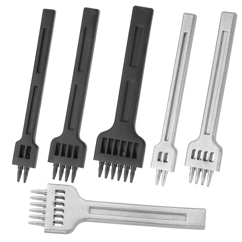 

4mm 2/4/6 Holes Leather Round Hole Row Punch Porous Punching Tool Stitching Hand Sewing Hole Leathe Craft Diy Tool
